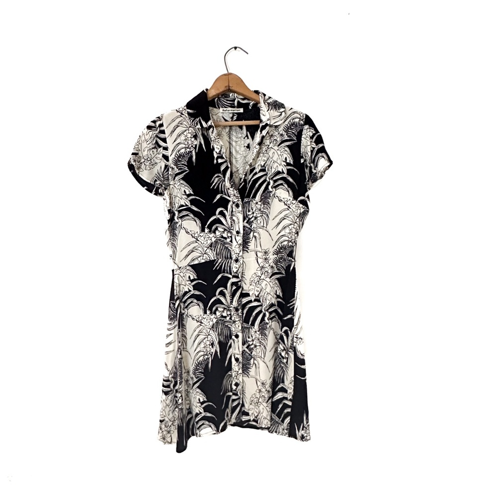 Reformation Black and White Tropical Print Mini Dress